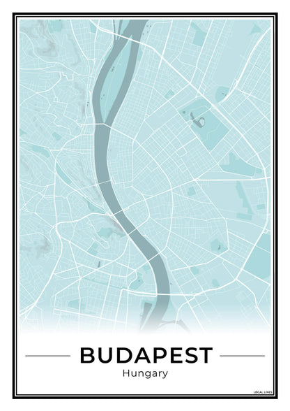 Boedapest Stadskaart – Poster - Sky
