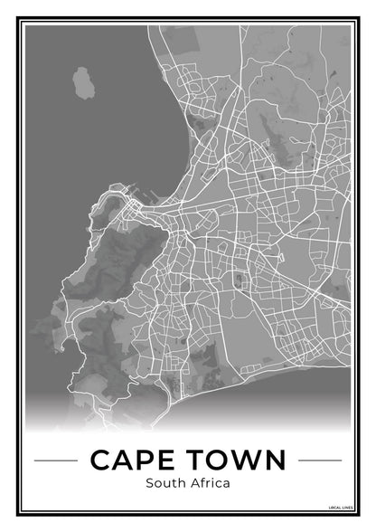 Kaapstad Stadskaart – Poster - Dark