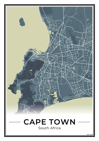 Kaapstad Stadskaart – Poster - Midnight