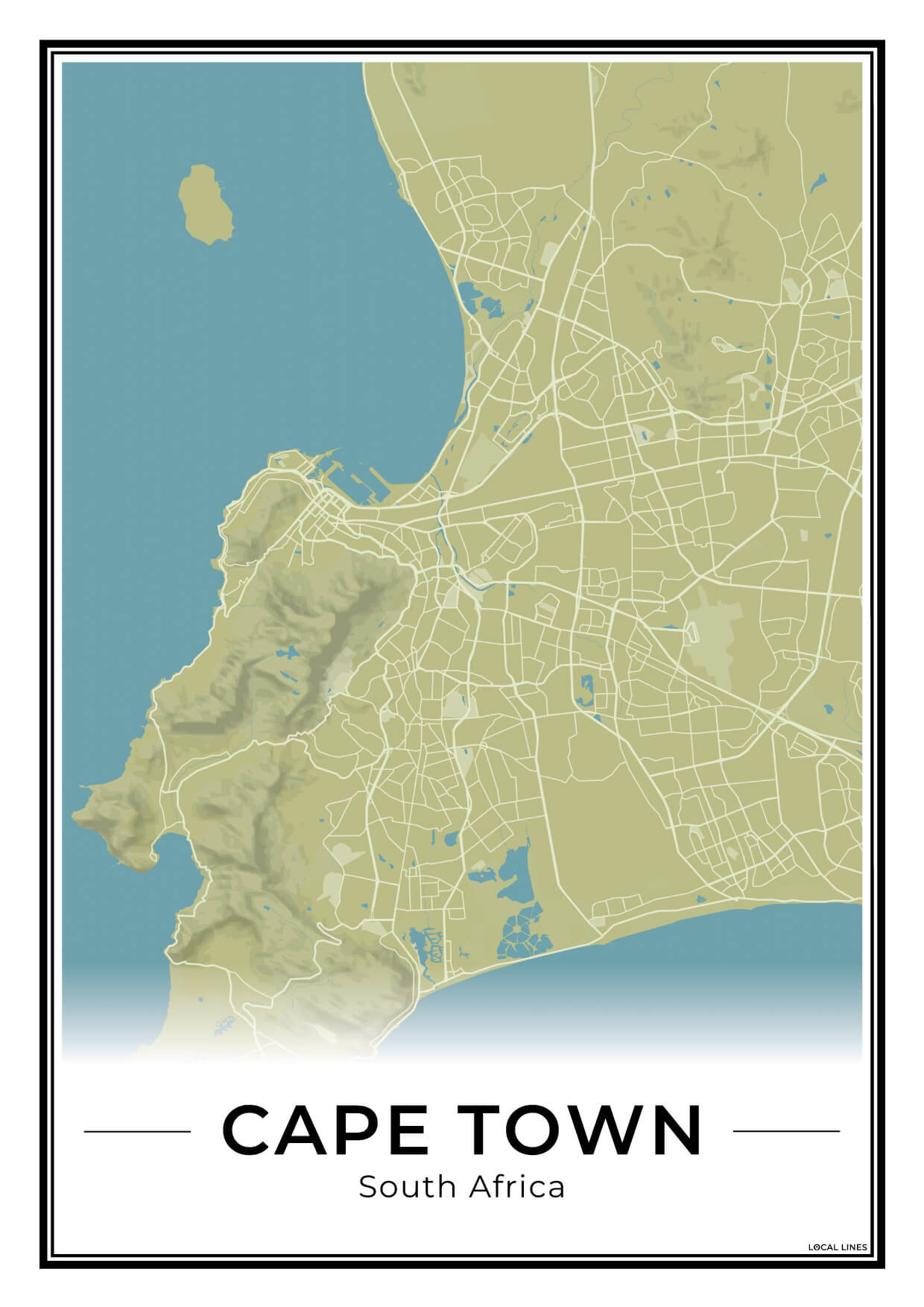 Kaapstad Stadskaart – Poster - Moss