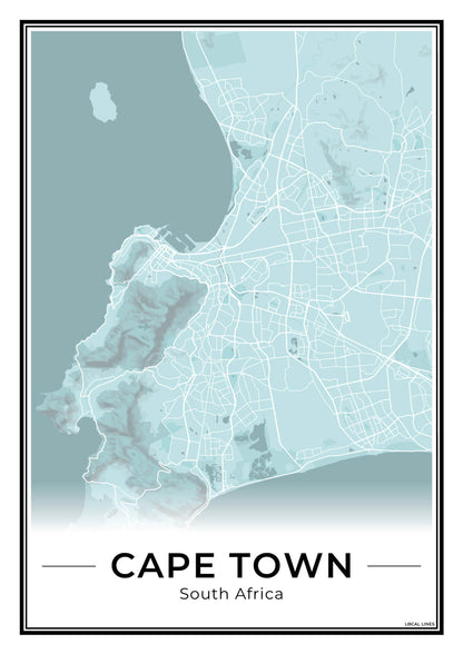 Kaapstad Stadskaart – Poster - Sky