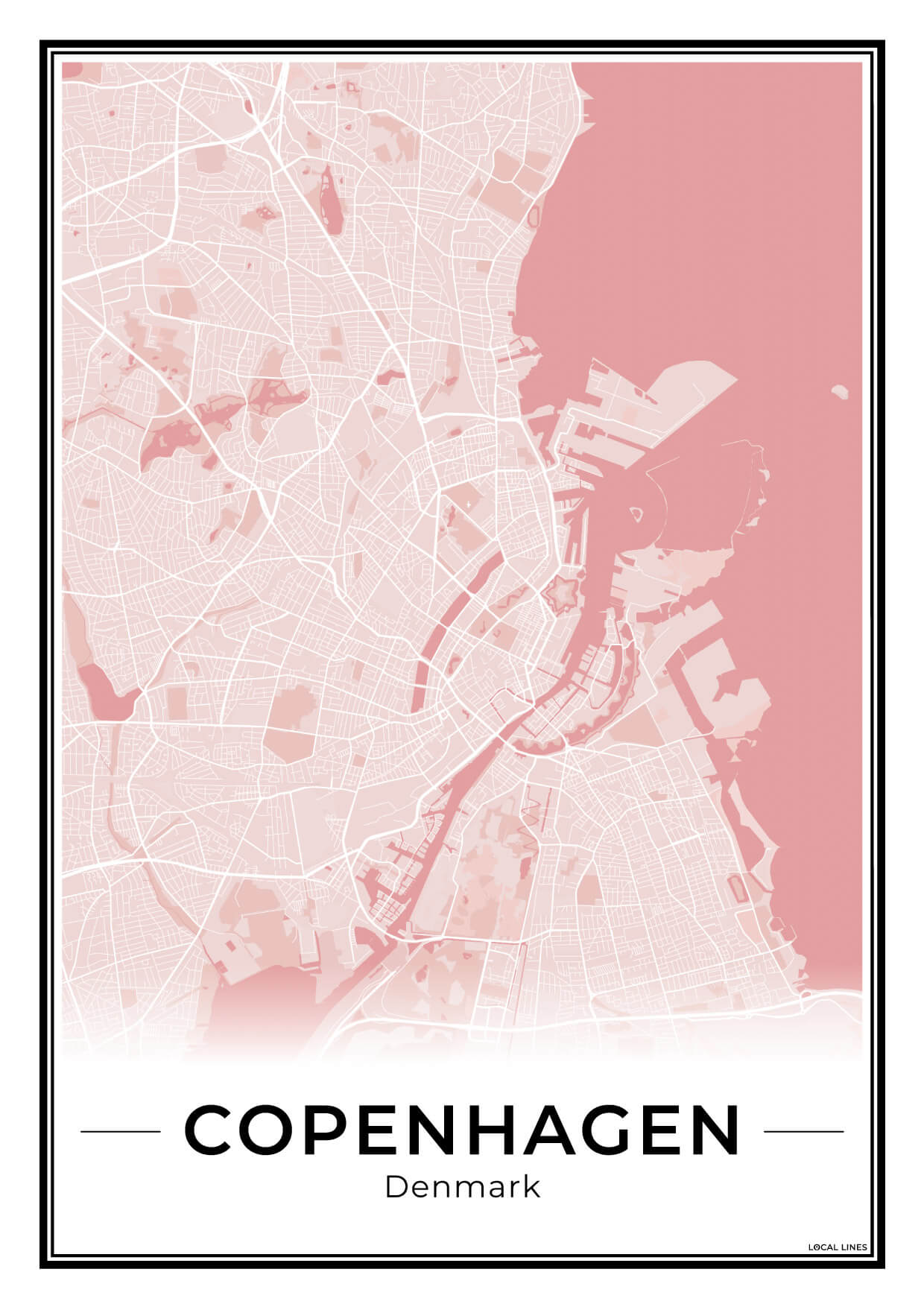 Kopenhagen Stadskaart – Poster - Blush