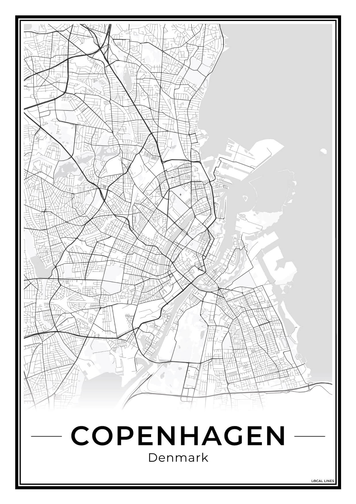 Kopenhagen Stadskaart – Poster - Light