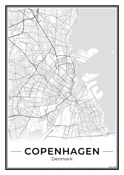 Kopenhagen Stadskaart – Poster - Light