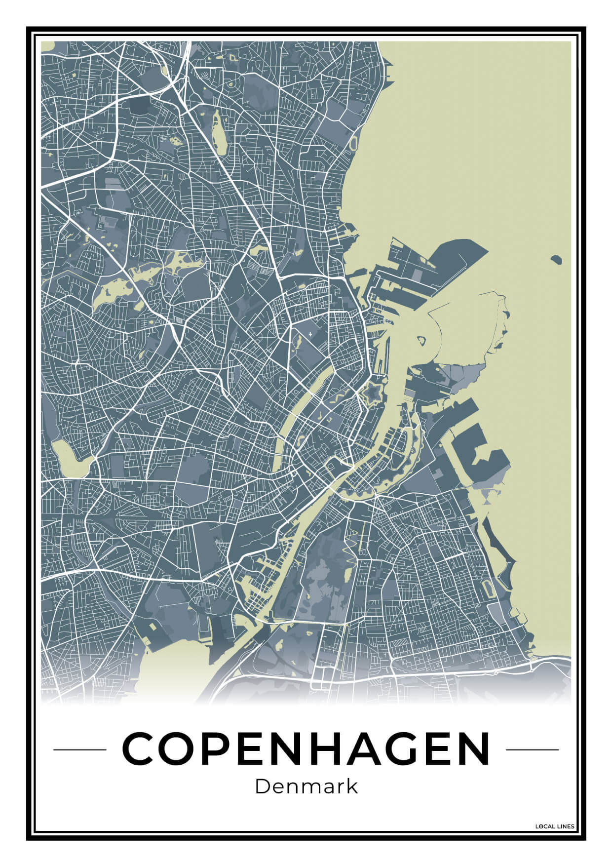 Kopenhagen Stadskaart – Poster - Midnight