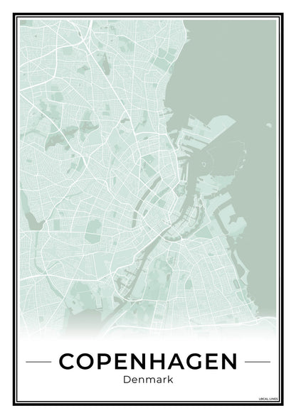 Kopenhagen Stadskaart – Poster - Sage