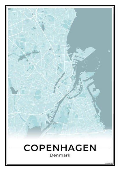 Kopenhagen Stadskaart – Poster - Sky
