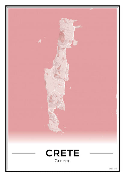 Kreta Eilandkaart – Poster - Blush