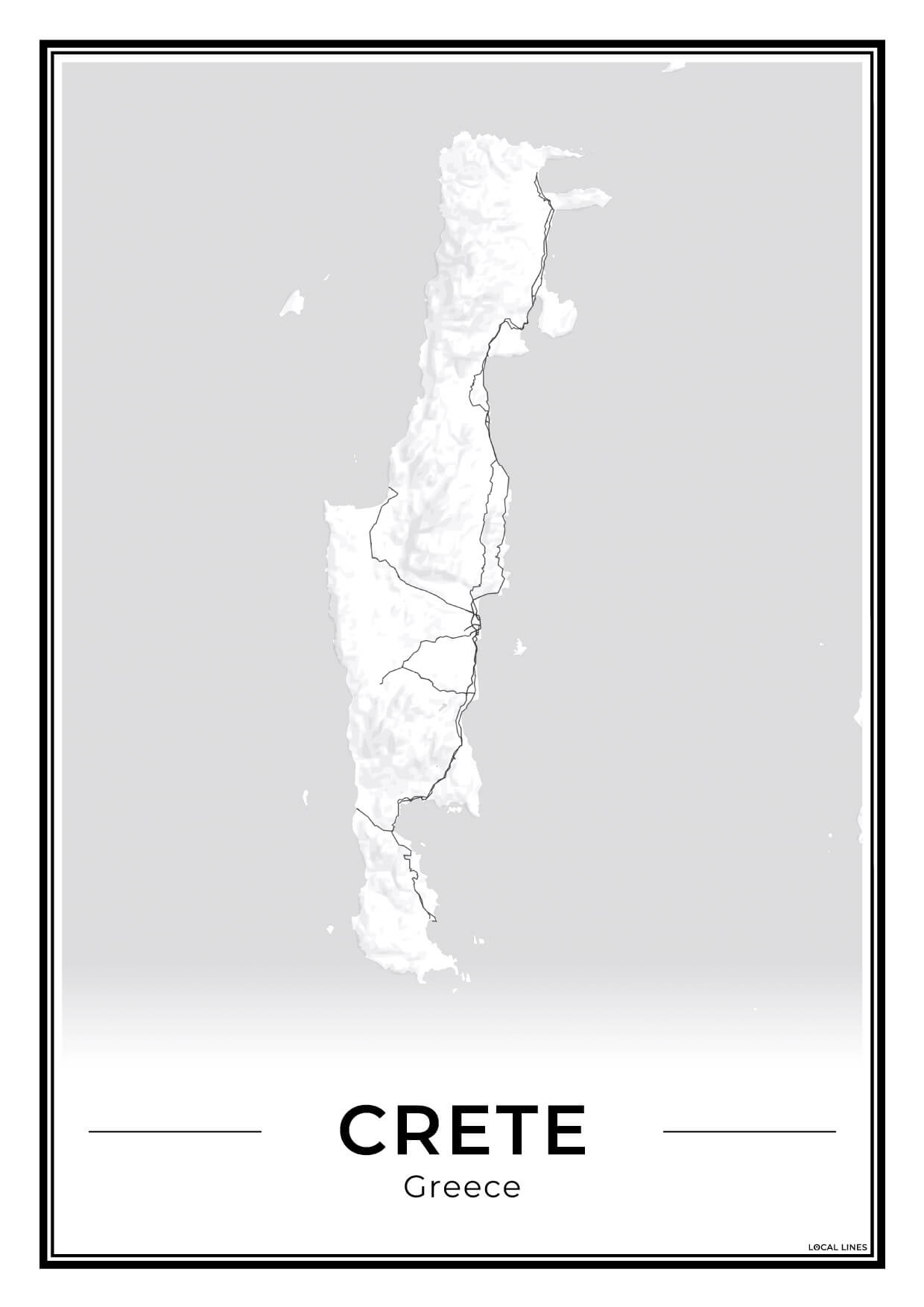 Kreta Eilandkaart – Poster - Light