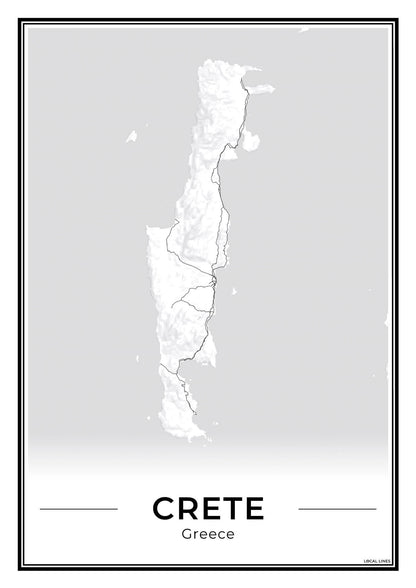 Kreta Eilandkaart – Poster - Light