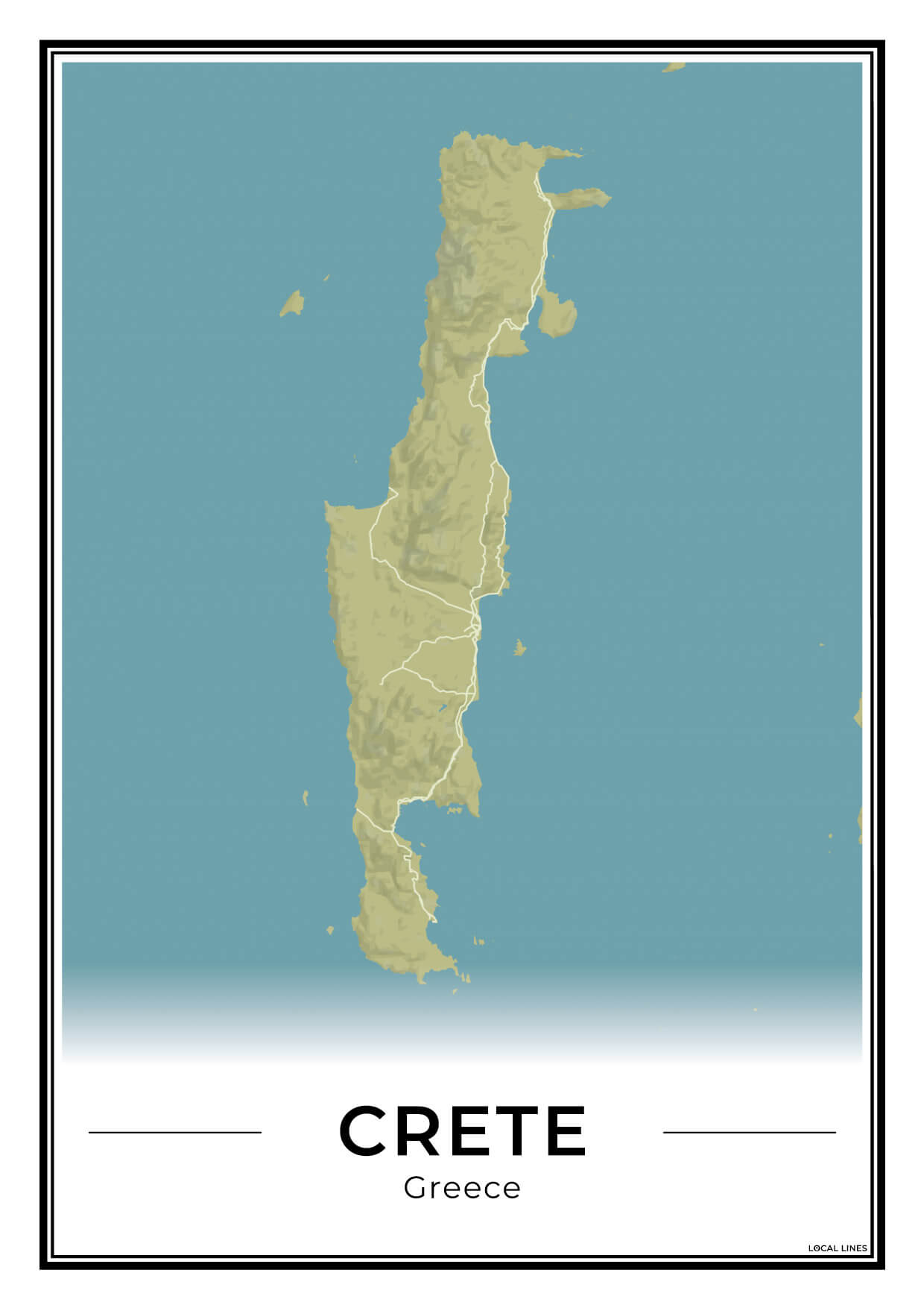 Kreta Eilandkaart – Poster - Moss