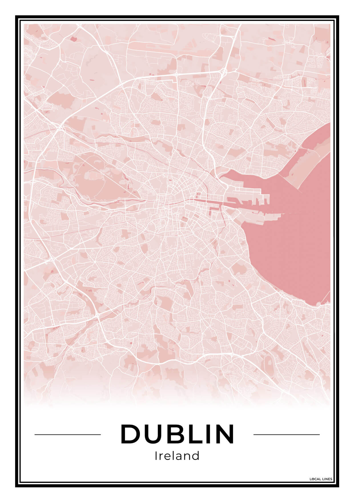 Dublin Stadskaart – Poster - Blush