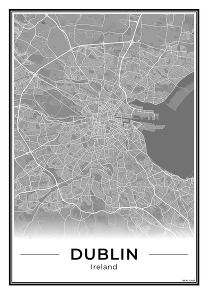 Dublin Stadskaart – Poster - Dark