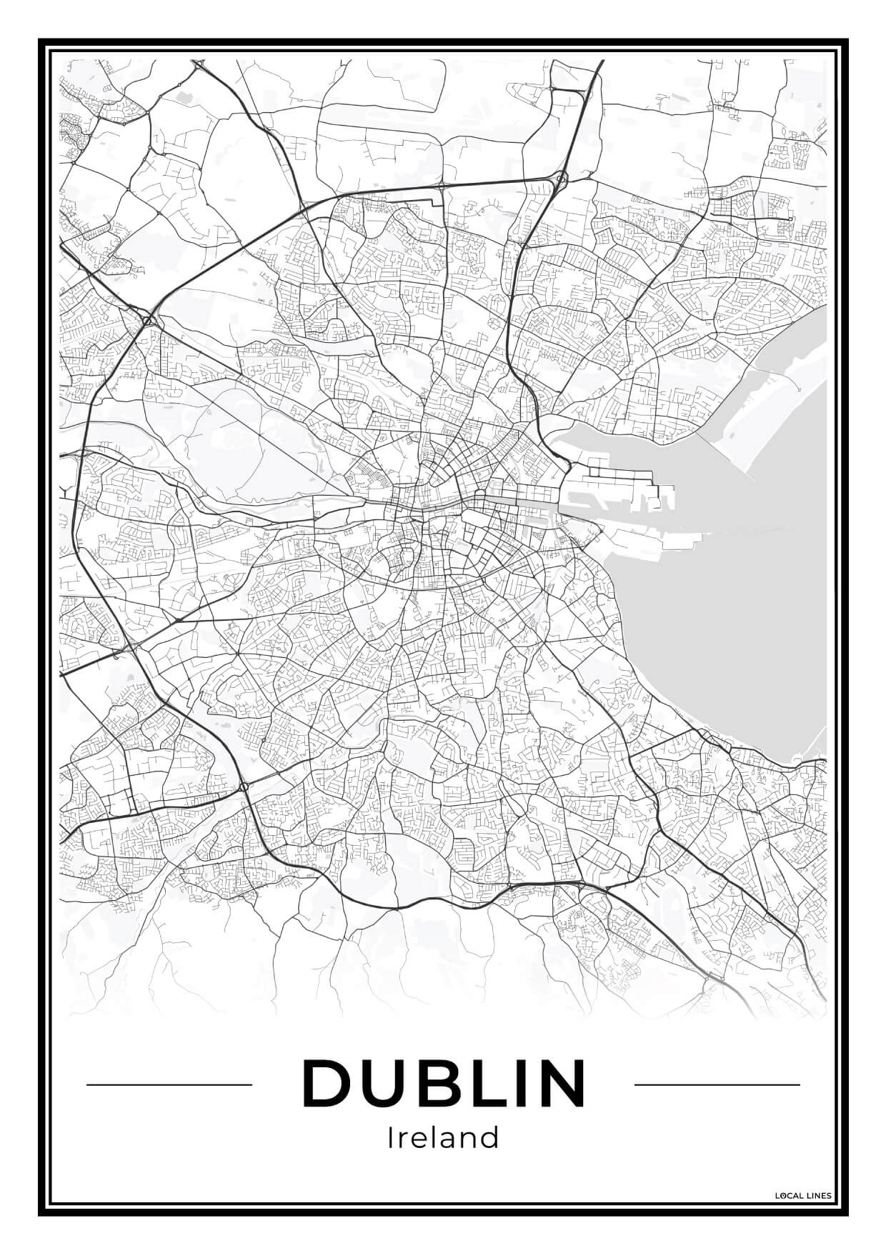 Dublin Stadskaart – Poster - Light