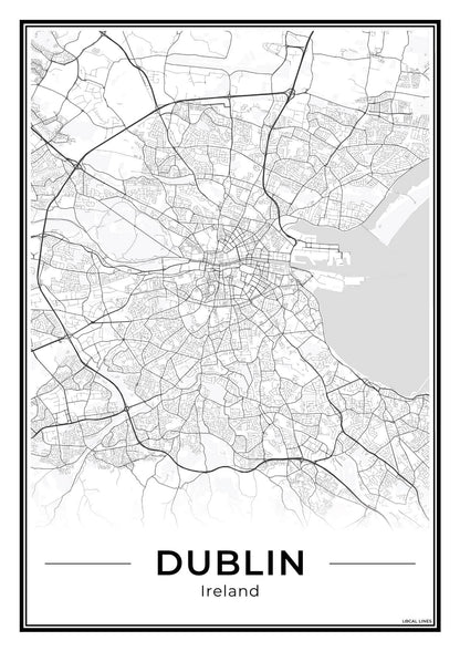 Dublin Stadskaart – Poster - Light