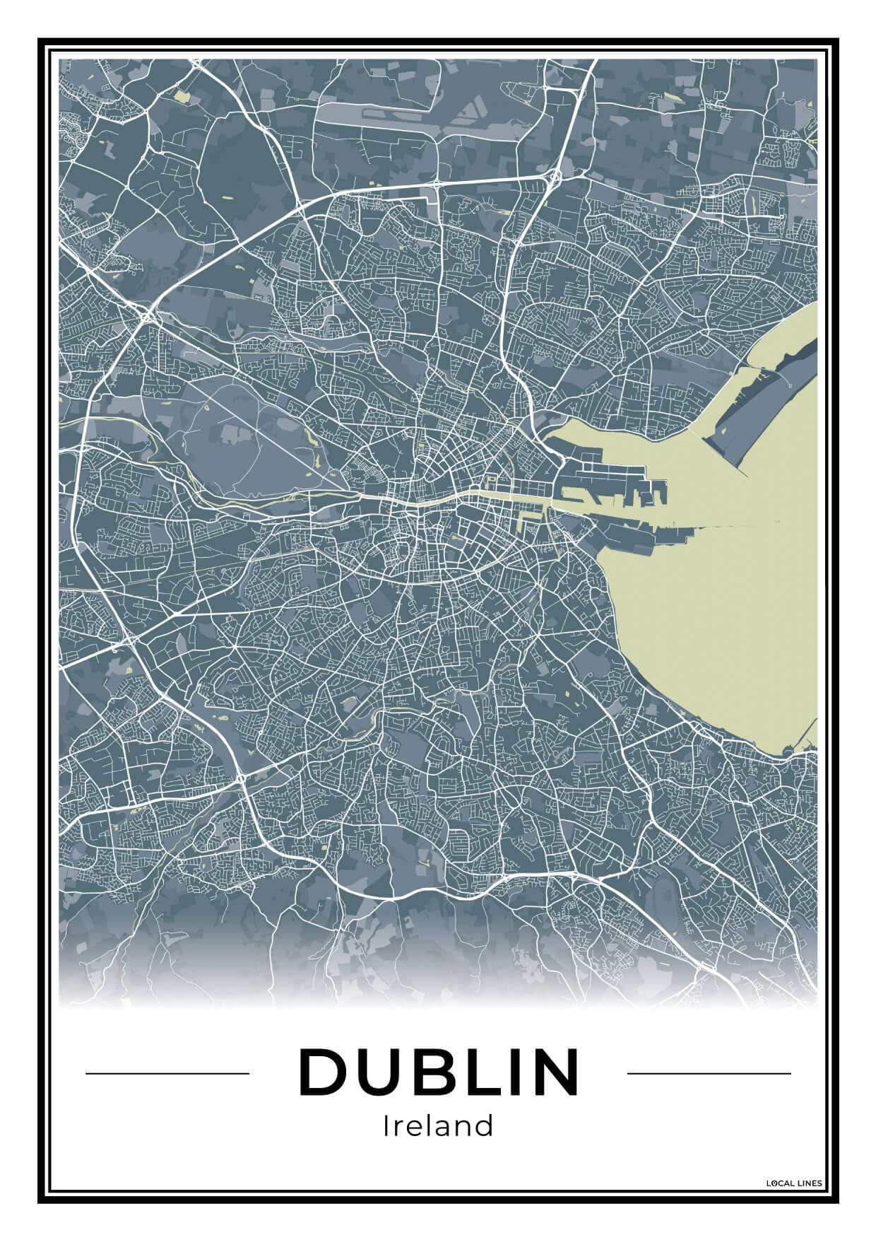Dublin Stadskaart – Poster - Midnight