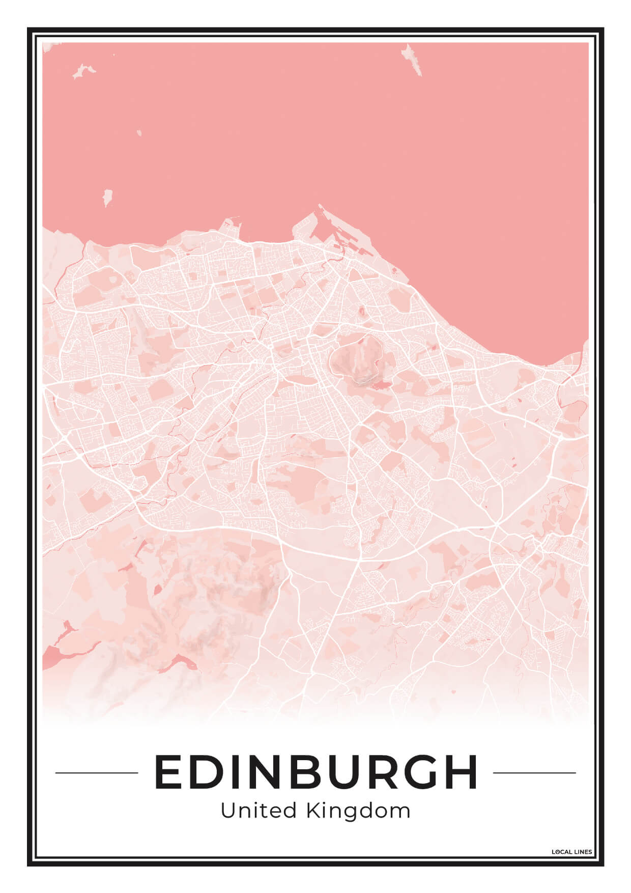 Edinburgh Stadskaart – Poster - Blush