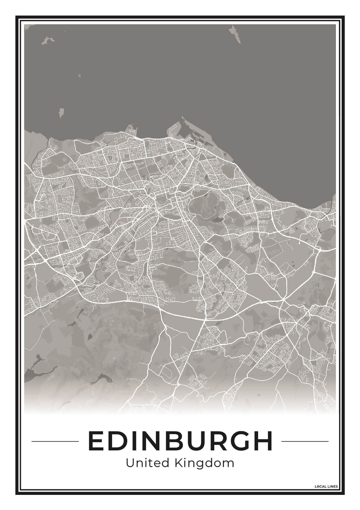 Edinburgh Stadskaart – Poster - Dark