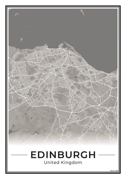 Edinburgh Stadskaart – Poster - Dark