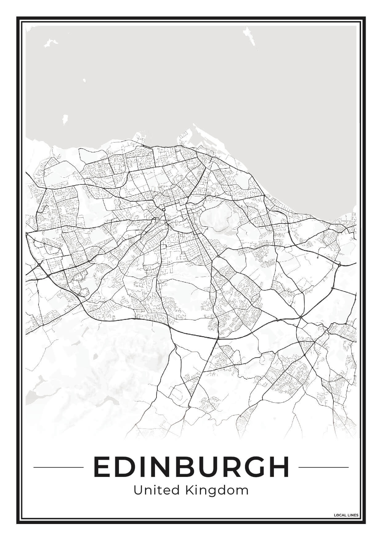 Edinburgh Stadskaart – Poster - Light