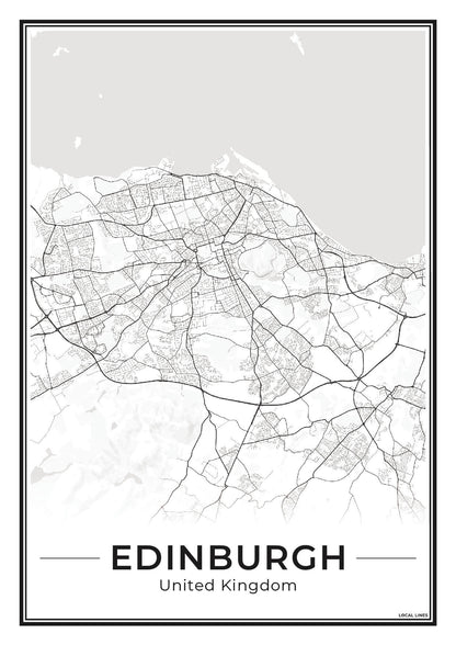 Edinburgh Stadskaart – Poster - Light