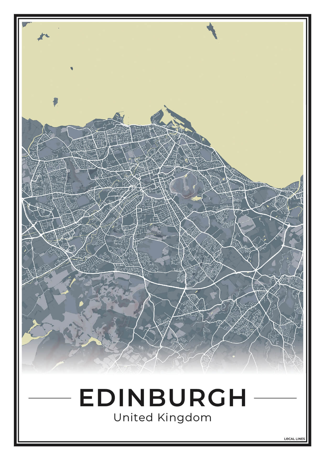 Edinburgh Stadskaart – Poster - Midnight