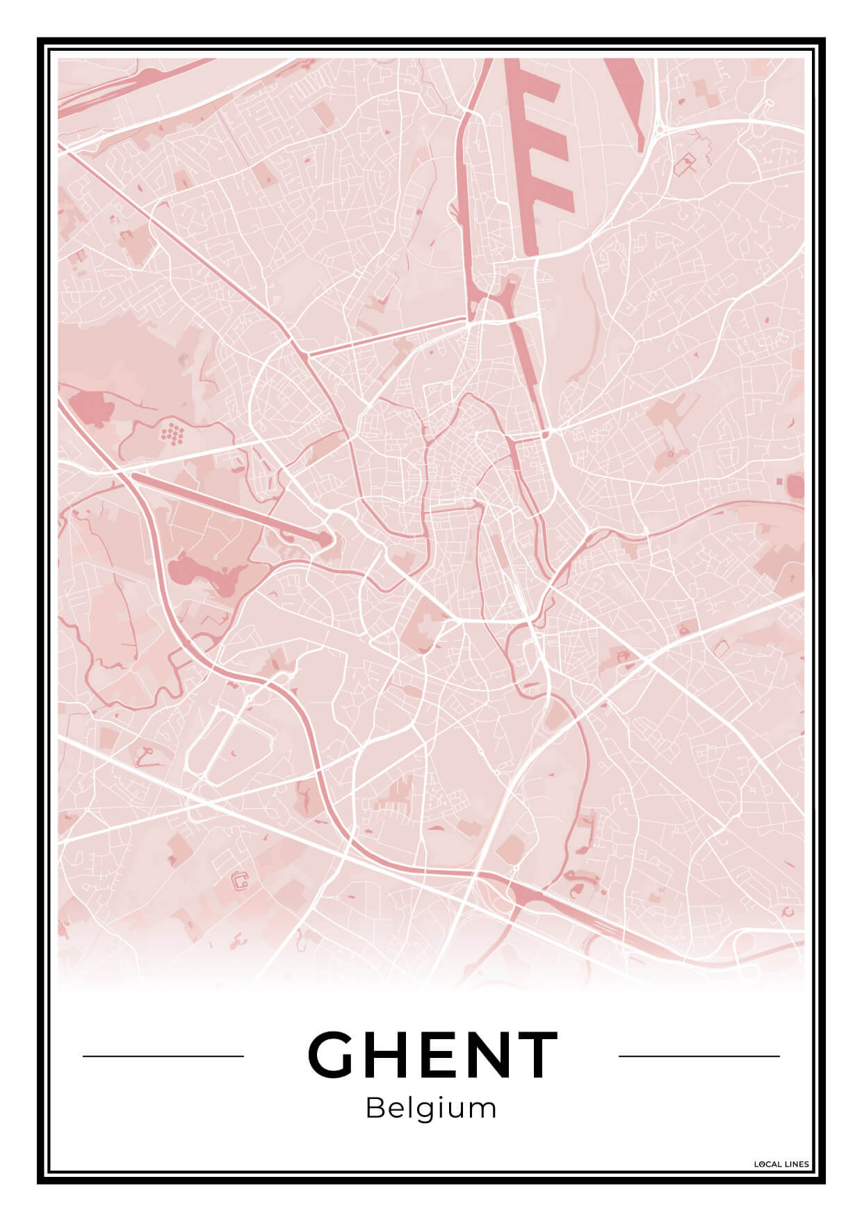 Gent Stadskaart – Poster - Blush