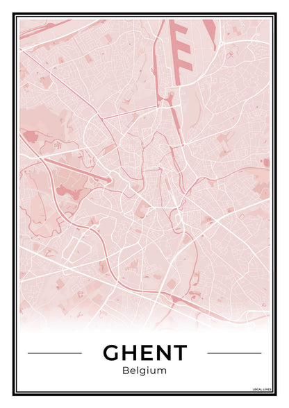 Gent Stadskaart – Poster - Blush