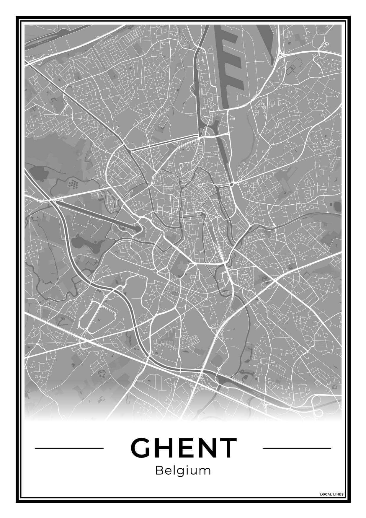 Gent Stadskaart – Poster - Dark