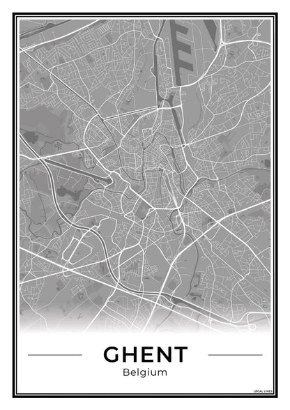 Gent Stadskaart – Poster - Dark