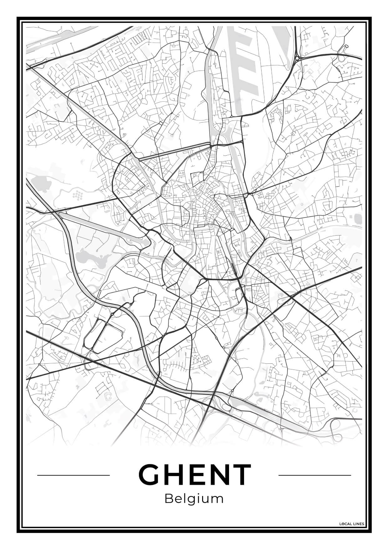 Gent Stadskaart – Poster - Light
