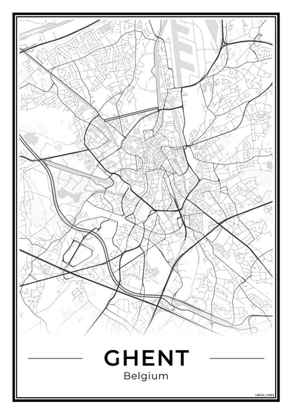 Gent Stadskaart – Poster - Light