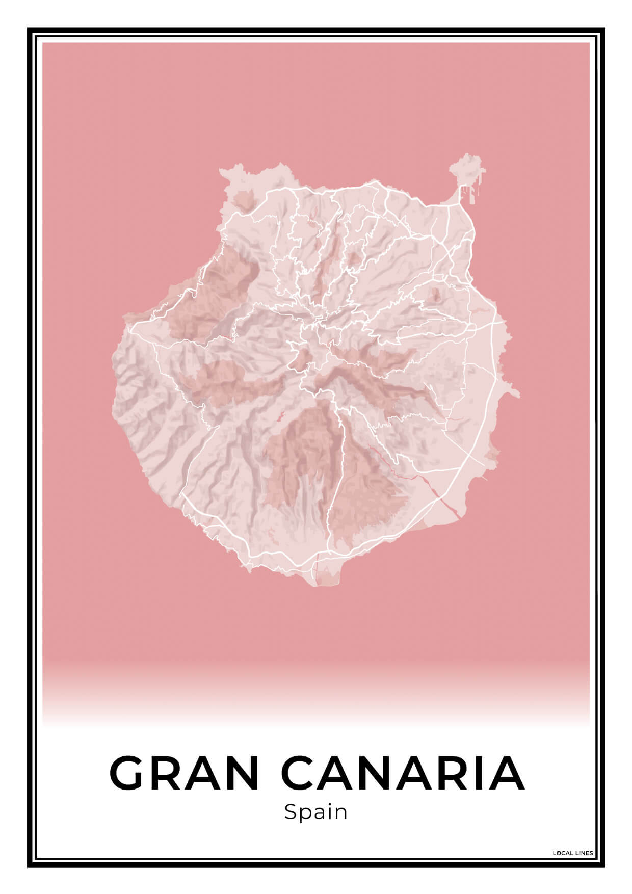Gran Canaria Eilandkaart – Poster - Blush