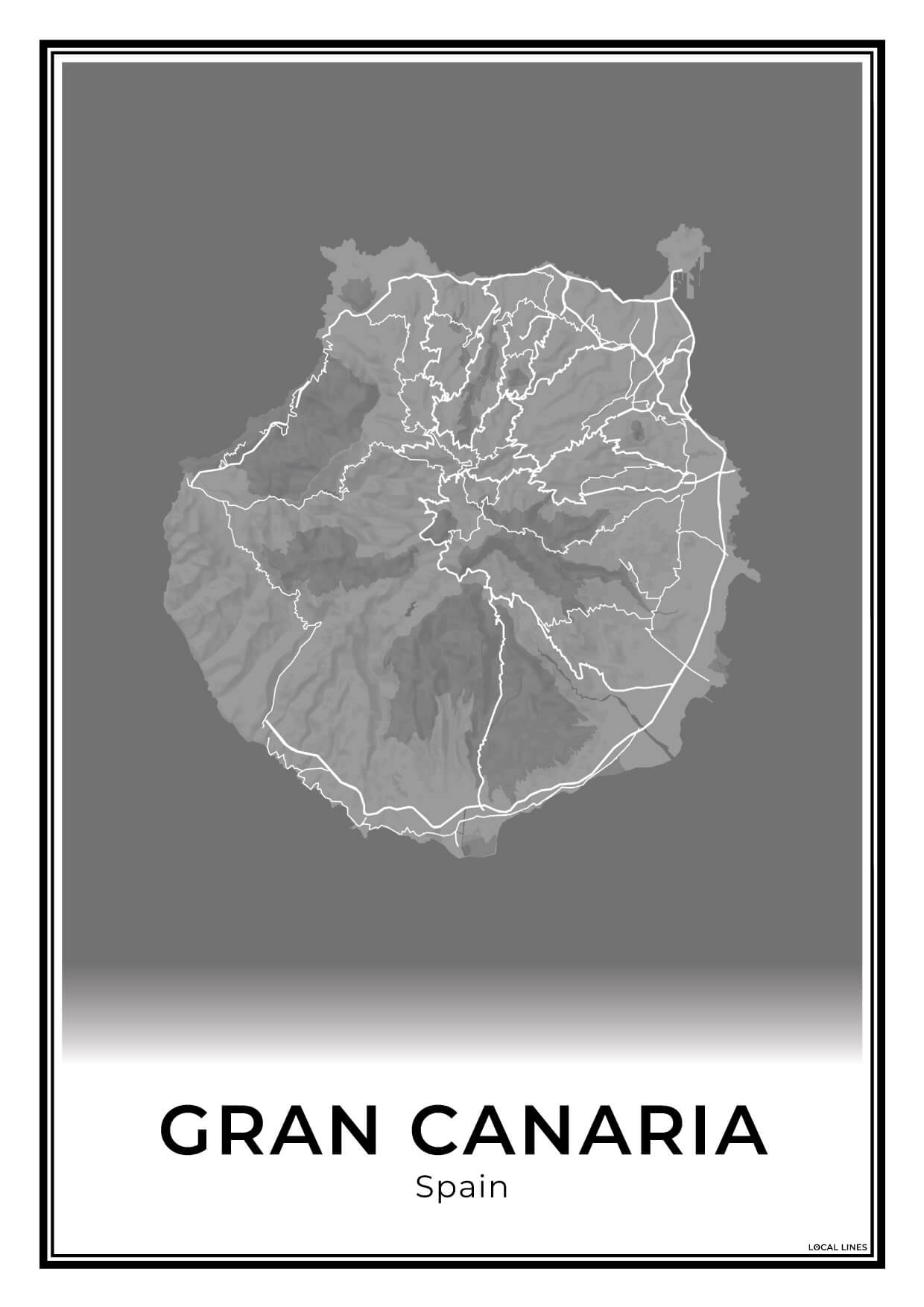 Gran Canaria Eilandkaart – Poster - Dark