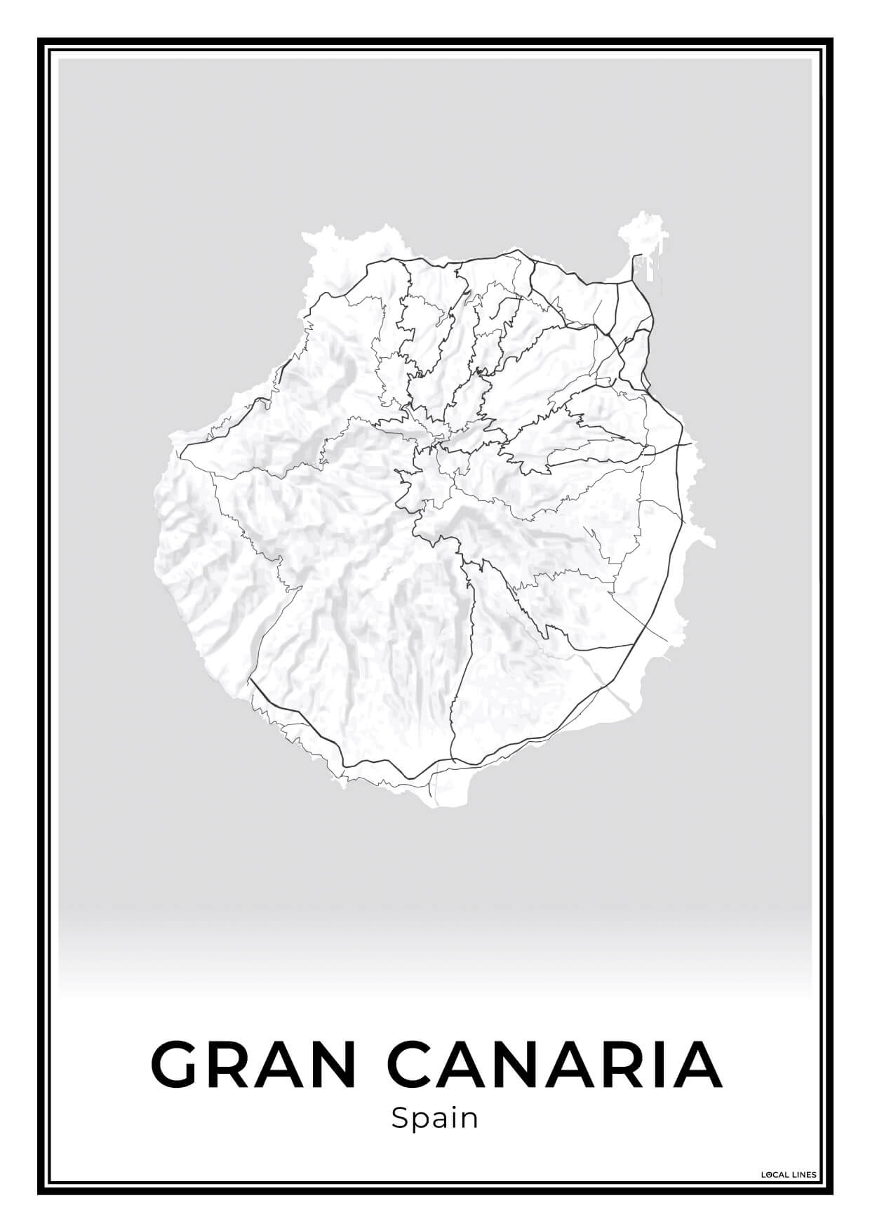 Gran Canaria Eilandkaart – Poster - Light