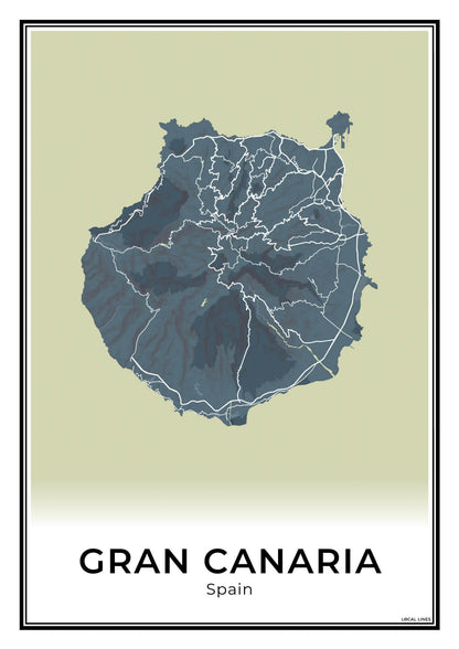 Gran Canaria Eilandkaart – Poster - Midnight