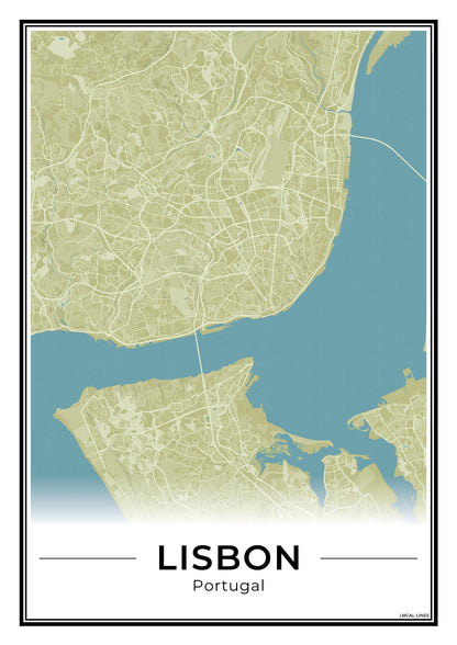 Lissabon Stadskaart – Poster - Moss