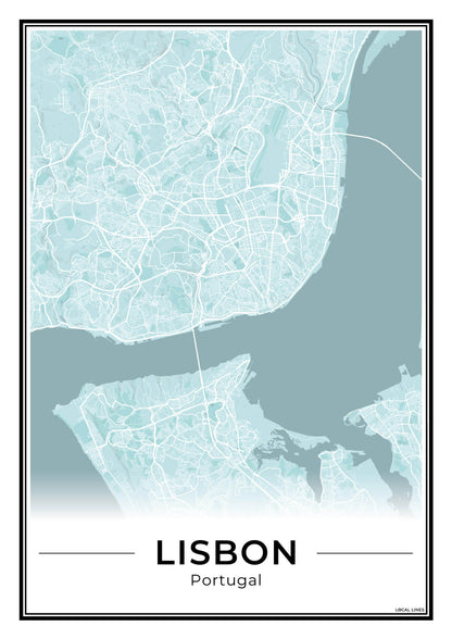 Lissabon Stadskaart – Poster - Sky