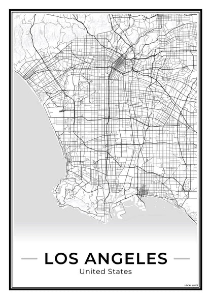 Los Angeles Stadskaart – Poster - Light