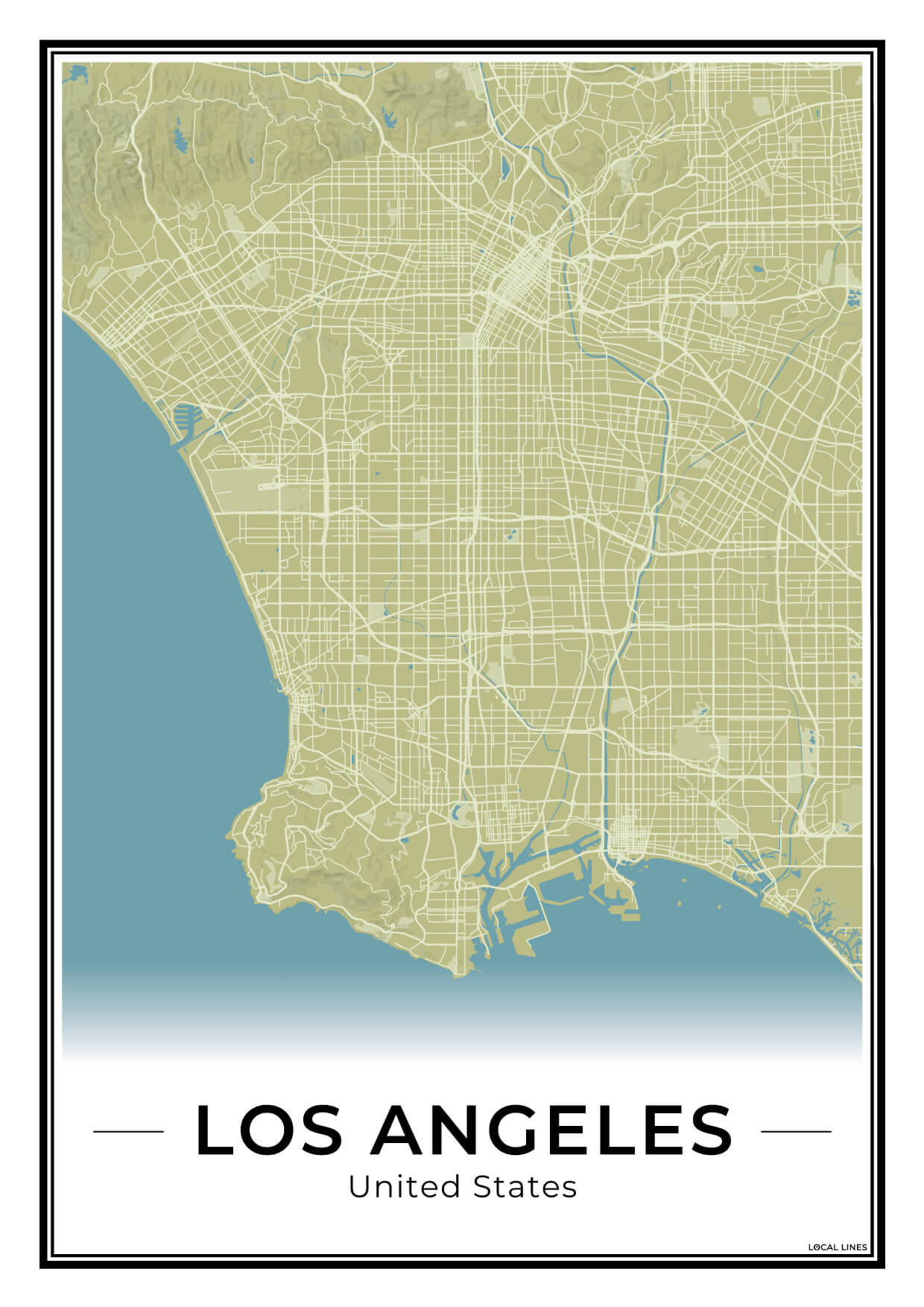 Los Angeles Stadskaart – Poster - Moss