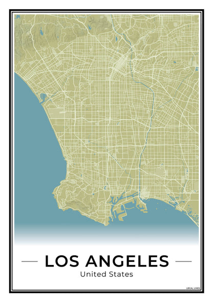 Los Angeles Stadskaart – Poster - Moss
