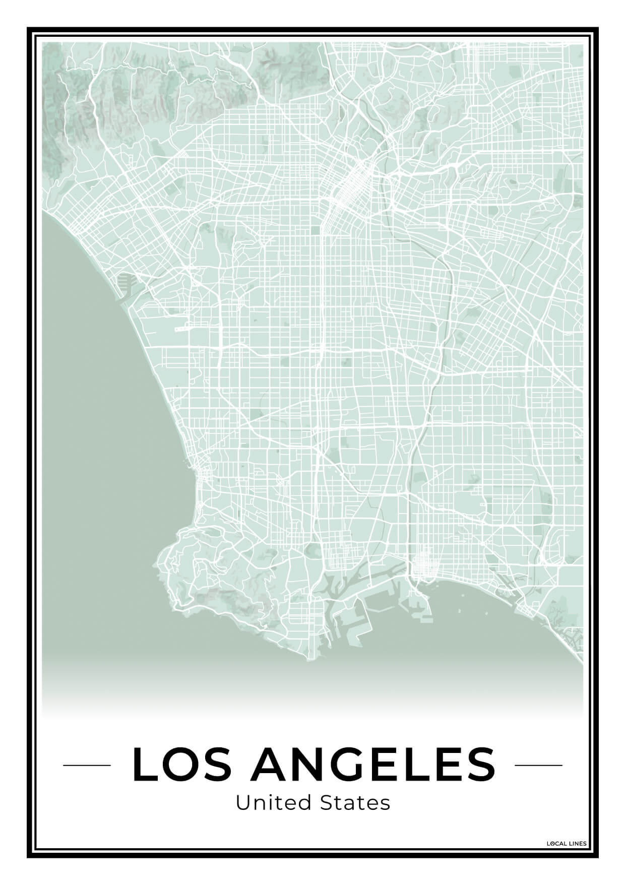 Los Angeles Stadskaart – Poster - Sage