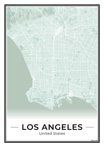 Los Angeles Stadskaart – Poster - Sage