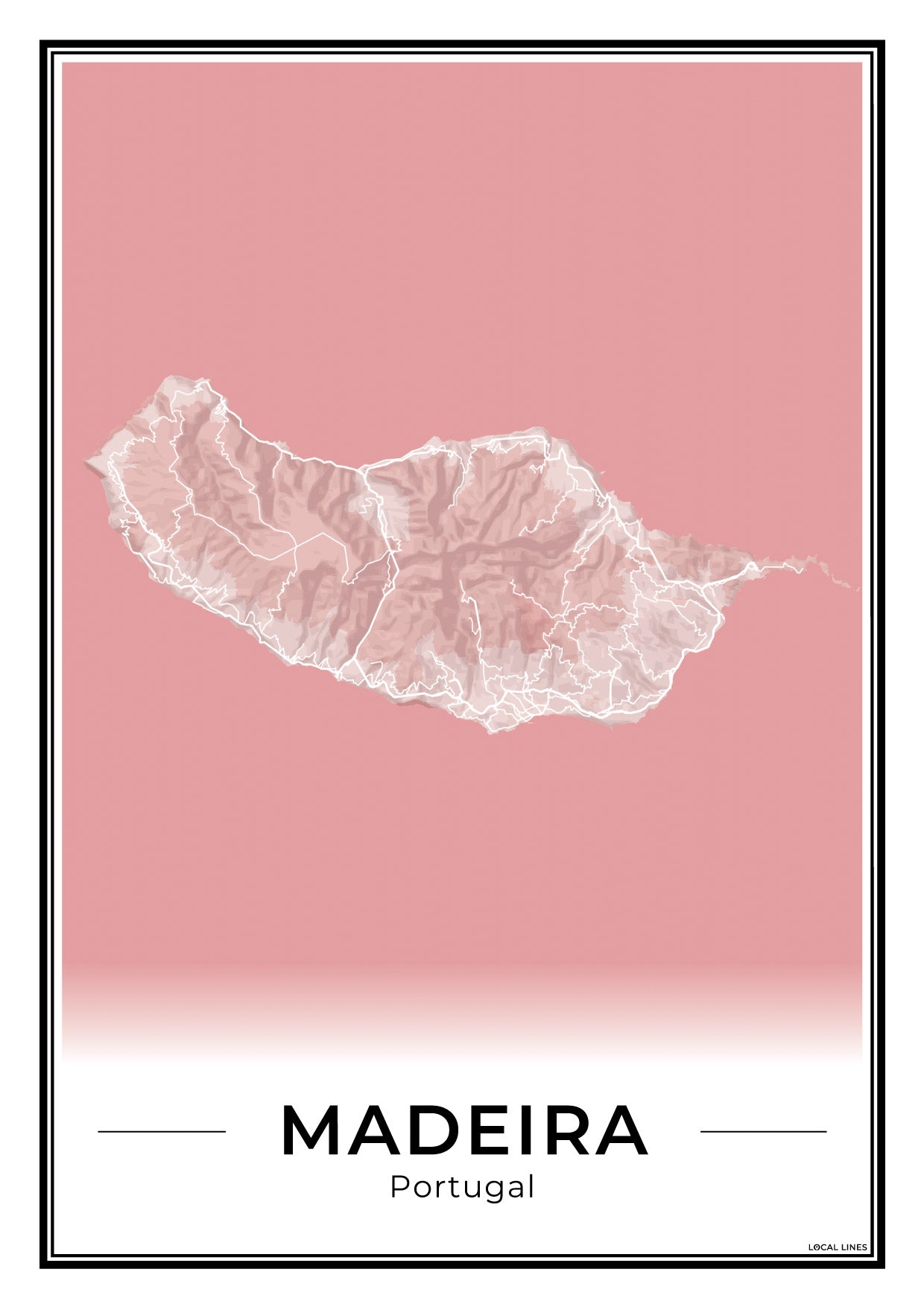Madeira Eilandkaart – Poster - Blush