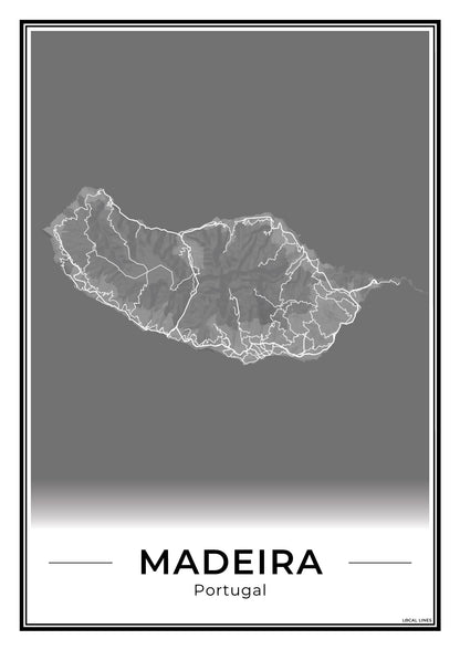 Madeira Eilandkaart – Poster - Dark