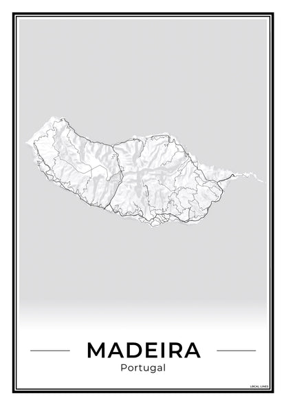 Madeira Eilandkaart – Poster - Light