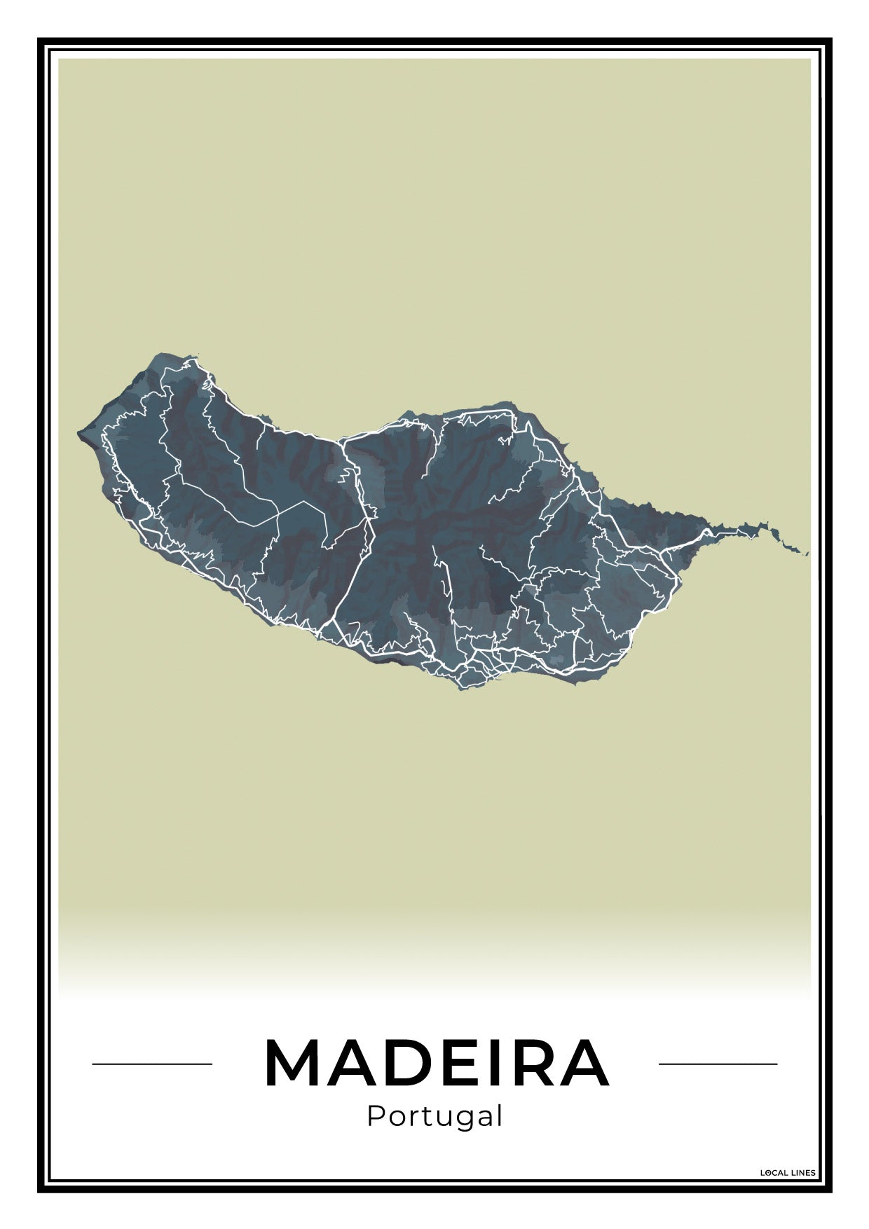 Madeira Eilandkaart – Poster - Midnight