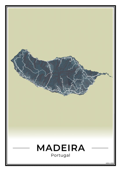 Madeira Eilandkaart – Poster - Midnight