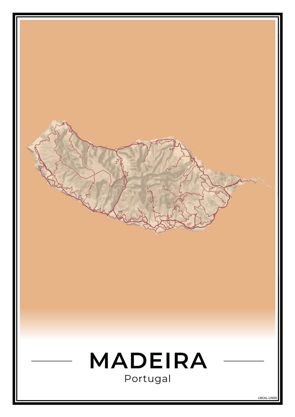 Madeira Eilandkaart – Poster - Terracotta