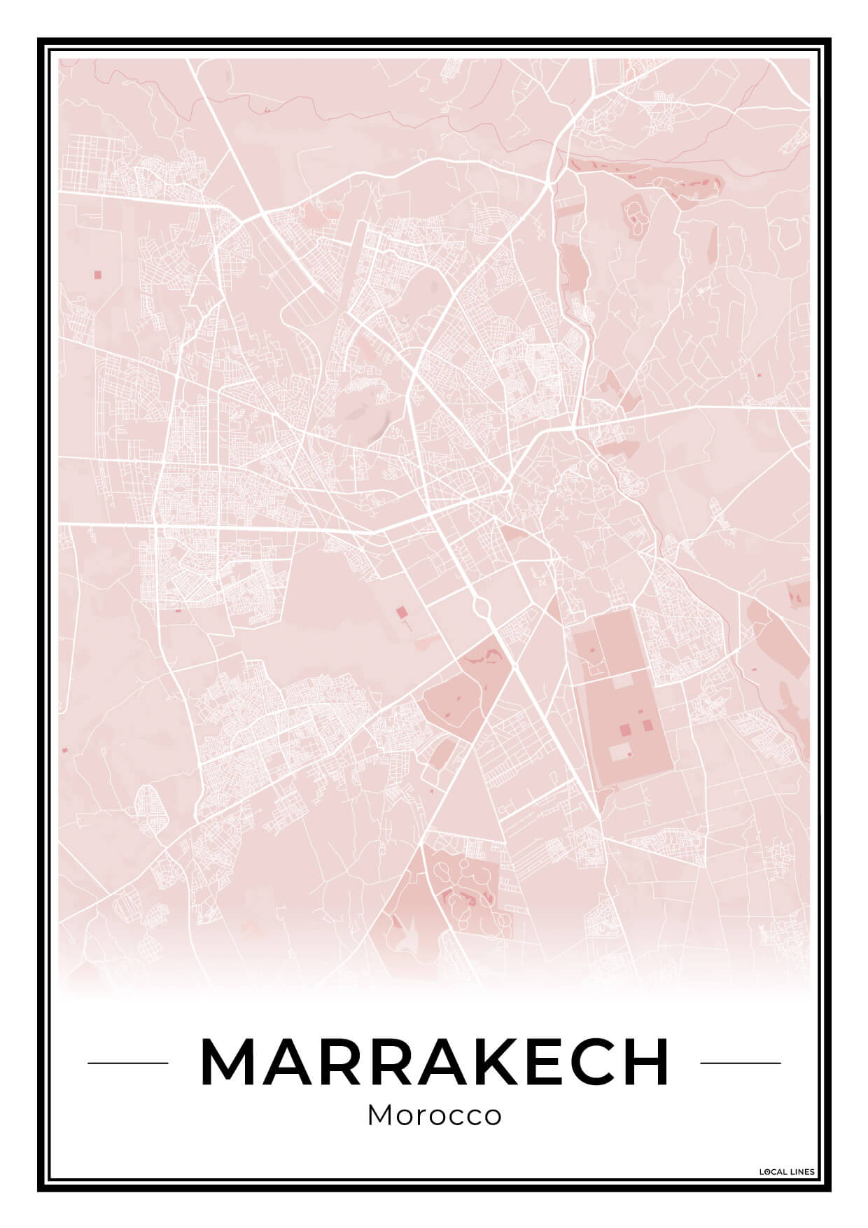 Marrakech Stadskaart – Poster - Blush